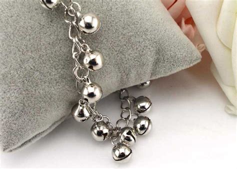 Tobilleras De Plata Con Campanas Para Mujer Pulsera Tobillera Con Pie