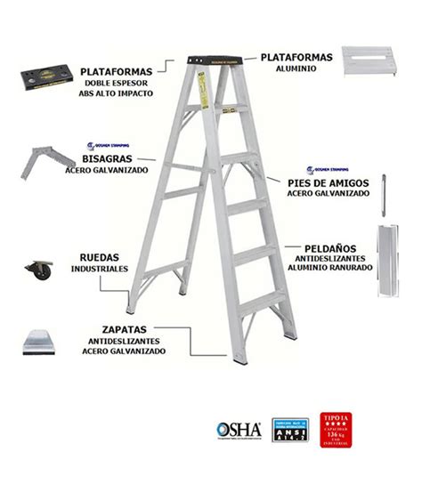 Escalera Certificada Tipo Tijera En Aluminio Industrial Escaleras De