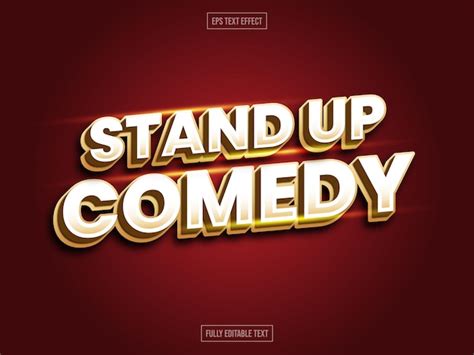 Premium Vector Stand Up Comedy Text Effect Editable Template With Red