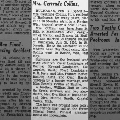 Obituary For Gertrude Collins Aged 61 Newspapers