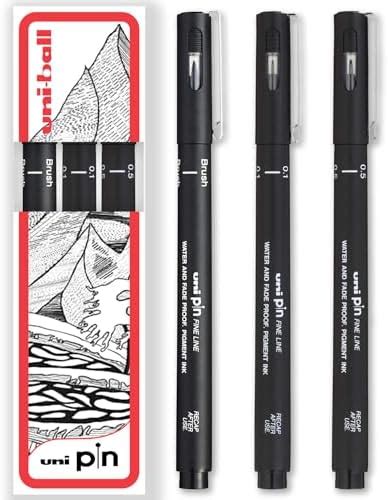 Uni Pin Fineliner Drawing Pen 0 1mm 0 5mm Brush Tips Black Ink