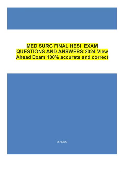 Med Surg Final Hesi Exam Questions And Answers View Ahead Exam