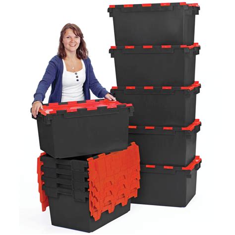 Lc3 Pblackred Large Recycled Plastic Hinged Lid Container 710 X 460