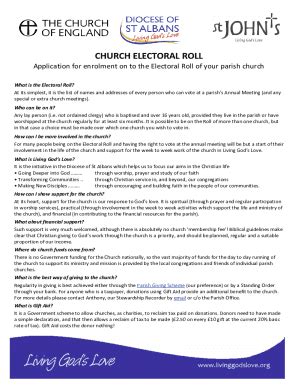 Fillable Online Form B Application For Enrolment On Church Electoral