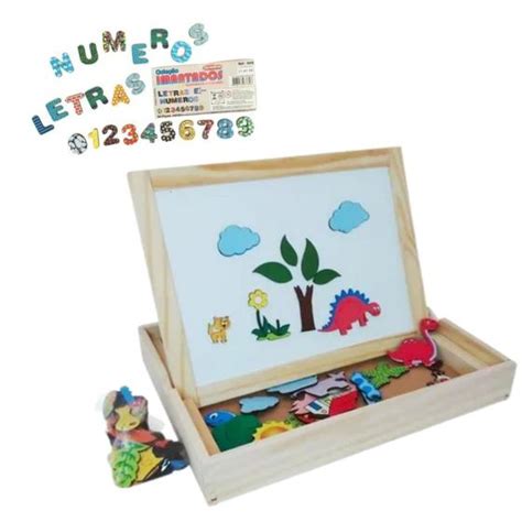 Kit Lousa Magnética Quadro Mais Imã de Letras e Números 3 cm Menino