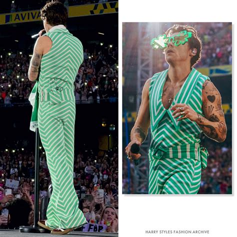 Harry Styles Fashion Archive On Twitter Harry Wore A Striped Green Jumpsuit Fitting For A Long