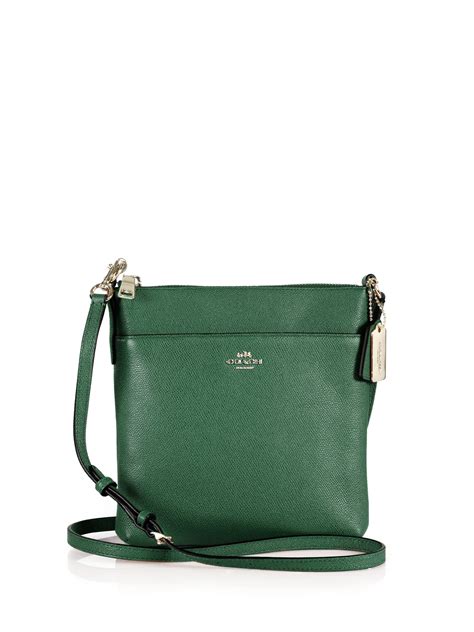 Coach Courier Textured Leather Crossbody Bag In Dark Green Green Lyst