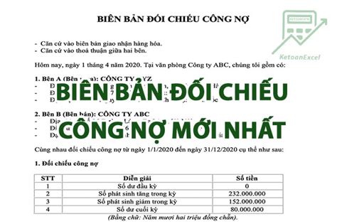 Download Miễn Phí Mẫu Biên Bản đối Chiếu Công Nợ Bằng Excel Hoàn Chỉnh Nhất