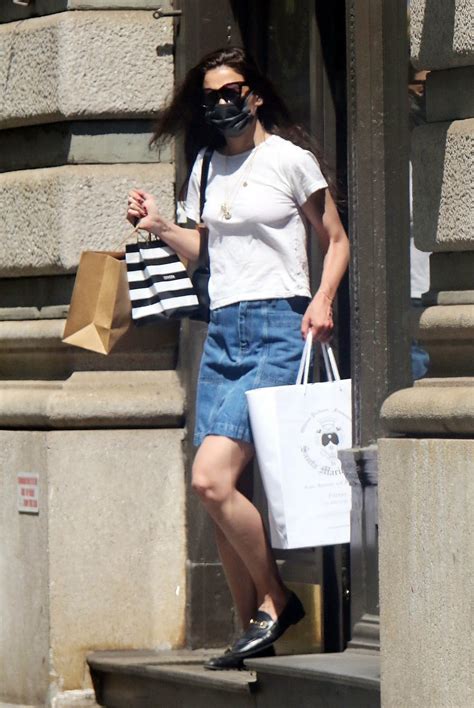 Katie Holmes In Denim Skirt Out Shopping In New York 05212021