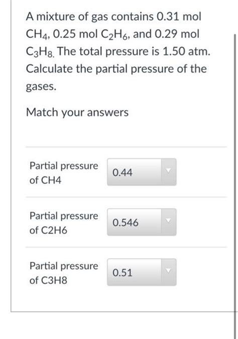 Solved A Mixture Of Gas Contains Mol Ch Mol Chegg