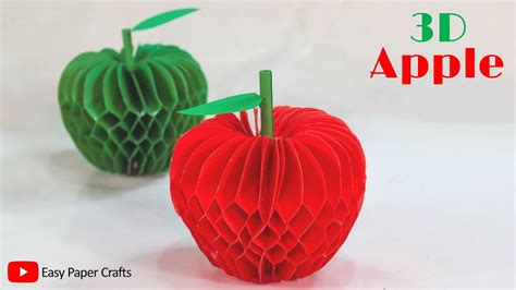 How To Make 3d Apple With Paper Origami Apple Fruits Paper Apple Easy Paper Crafts Youtube