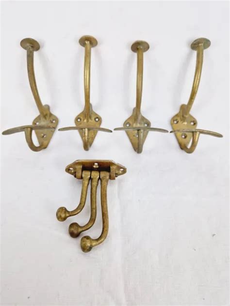 LOT DE 5 Patères Porte manteau Articulé Laiton Massif Anciens Vintage