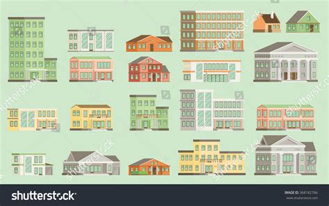 Flat Vector Buildings Stock Vector Royalty Free 368182766 Shutterstock