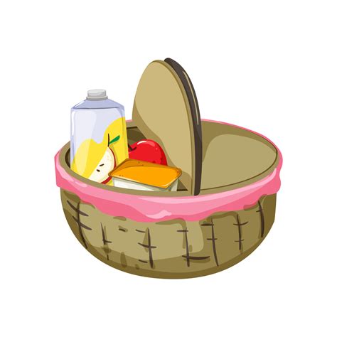 Bag Picnic Basket Cartoon Vector Illustration Vector Art At