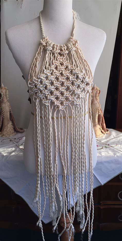 Macramé Halter Top Knot Me Jewels By Vicky Doganis Ivory Silk Cording