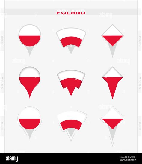 Poland Flag Set Of Location Pin Icons Of Poland Flag Vector