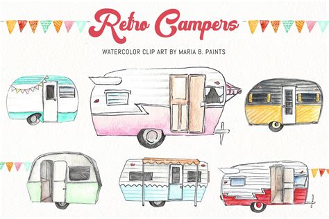 Watercolor Clip Art Campers Illustrations Design Bundles