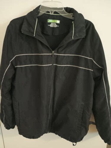 Tek Gear Men S M Black Lined Windbreaker Jacket W Hidden Hood Full Zip Pockets Ebay