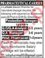 Pharmaceutical Company Jobs In Lahore Job Advertisement Pakistan