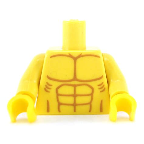 Lego New Yellow Minifigure Torso Bare Chest Muscles Parrots Mermaids