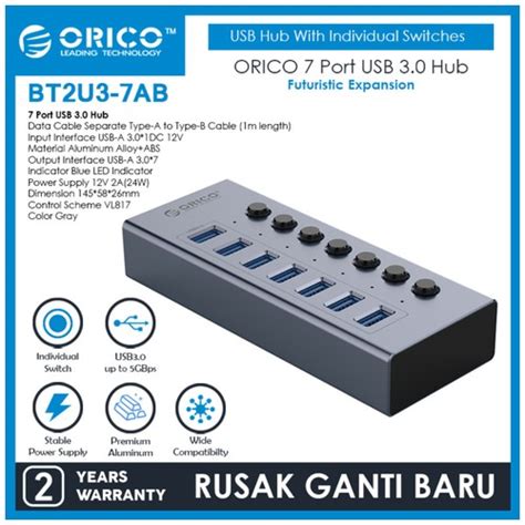 ORICO 7 Port USB Hub With Individual Switches BT2U3 7AB DINOMARKET