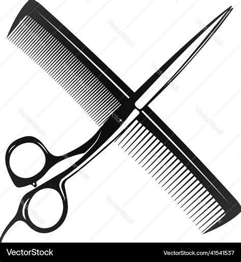 Hair stylist scissors and comb silhouette Vector Image