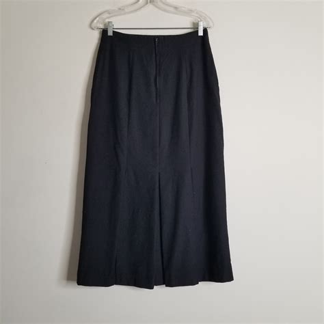 Vintage Design Studio Black Wool Midi Skirt Womens Size 6 Straight