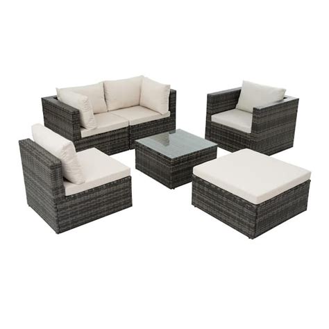 Zeus Ruta Piece Dark Gray Wicker Outdoor Patio Conversation