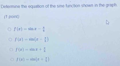 Solved Determine The Equation Of The Sine Function Shown In The Graph