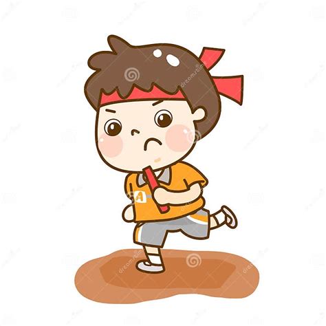 Cartoon Kids Running Characters Vector Stock Illustration