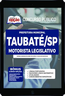 Apostila Câmara de Taubaté PDF Motorista Legislativo 2022 Download