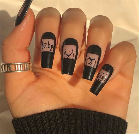 Hippie Nails Goth Nails Edgy Nails Aycrlic Nails Nail Manicure Swag Nails Simple Acrylic