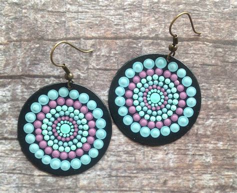 Mandala Earrings Mandala Painting Dot Mandalameditation Etsy