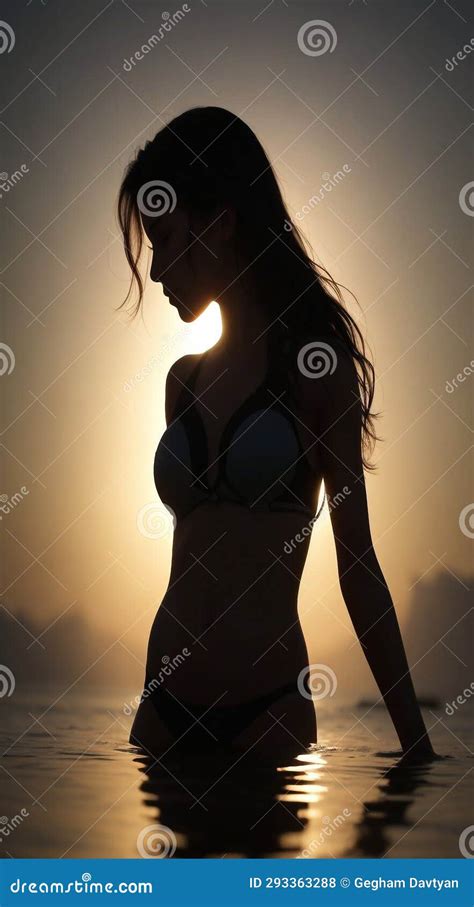 Silhouette Of A Woman In A Bikini Silhouette Of A Woman In The Sunset