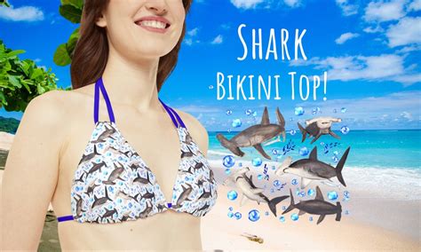 Hammerhead Shark Bikini Top With Straps Shark Print Bikini Top Etsy