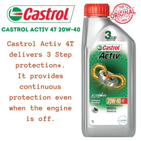 ORIGINAL CASTROL ACTIV 4T 20W 40 1 LITRE ENGINE OIL MOTORCYCLE CASTROL