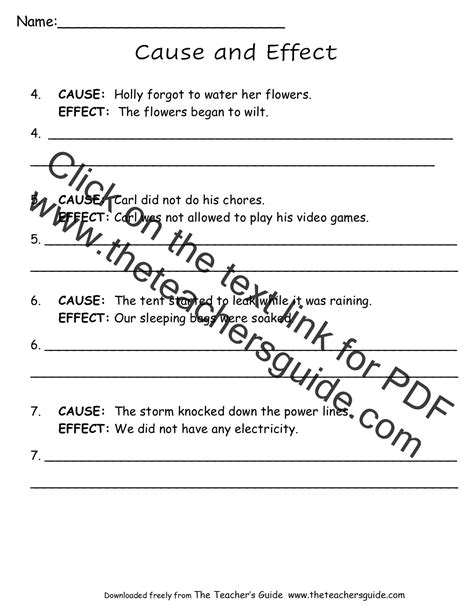 Cause And Effect Printable Worksheets