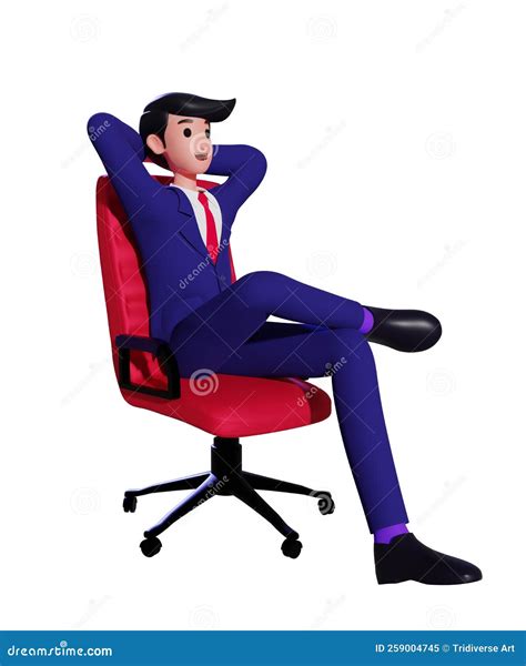 Businessman Relaxing Sitting Calmly On A Chair Office With Legs Crossed