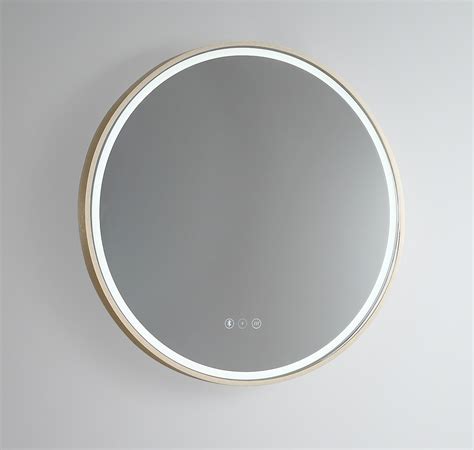 Sphere Gold Brushed Brass Framed Round Led Mirror 60cm 80cm