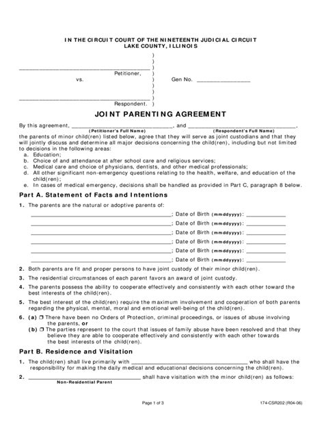 Shared Custody Agreement Template