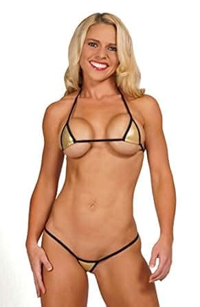 Amazon Gold Foil Exotic Euro Style Mini Micro G String Bikini Pc