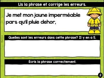 French Sentences Phrase Du Jour Corriger Digital And Printable