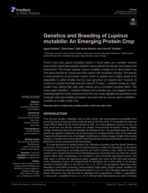 PDF Genetics And Breeding Of Lupinus Mutabilis An Emerging