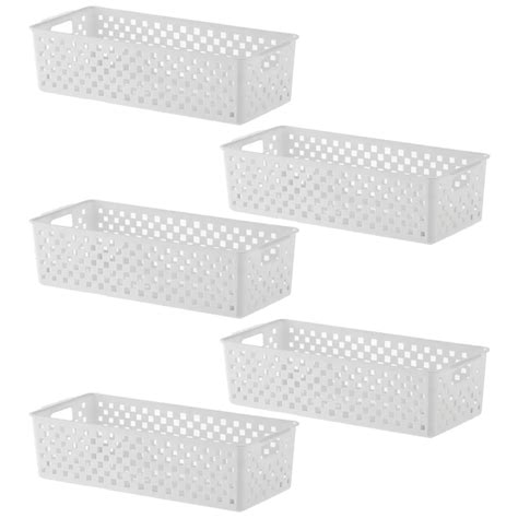 KIT 5 CESTOS ORGANIZADORES QUADRATTA 34X15X9 BRANCO 890