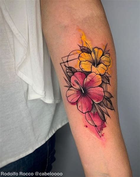 Hibiscus Watercolor Tattoo