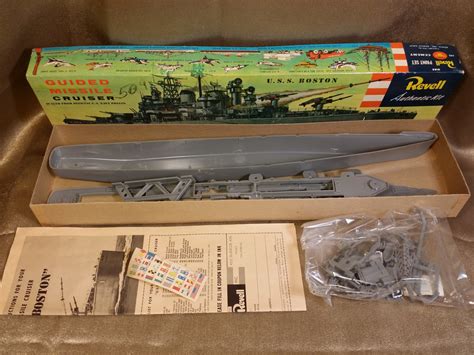 Vintage 1956 Revell Uss Boston Guided Missile Cruiser Model Kit Rare