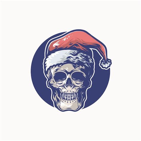 Premium Vector Scary Skull Head Wearing Santa Claus Hat Vector