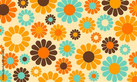 Abstract Vintage Retro Flower Pattern Spring Summer Wallpaper Vector De