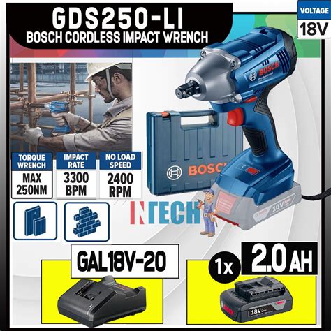 Bosch Gds250 Li Gds250li Professional Cordless Impact Wrench C W 1x