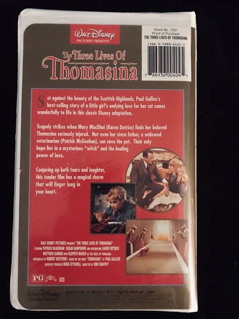 The Three Lives Of Thomasina Walt Disney Vhs Clamshell Patrick Mcgoohan